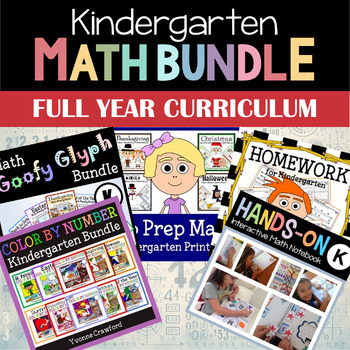 Preview of Kindergarten Math Full Year Curriculum Bundle Interactive Notebook More 50% OFF