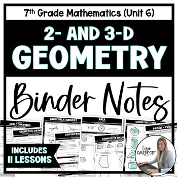 Preview of Geometry - 7th Grade Math Binder Notes Unit Bundle