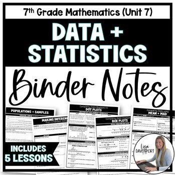 Preview of Data and Statistics - 7th Grade Math Binder Notes Unit Bundle