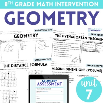 Preview of Geometry 8th Grade Math Intervention Unit