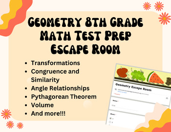 Preview of Geometry 8th Grade Math Test Prep Escape Room