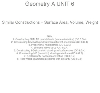 Preview of HS [Remedial] Geometry A UNIT 6: Similar Constructions(5 worksheets; 6 quizzes)