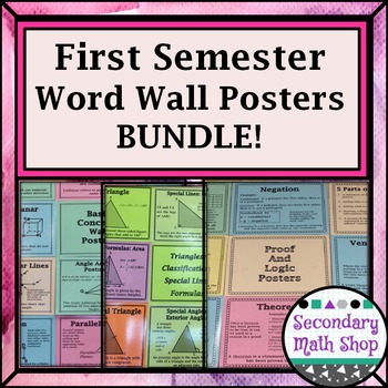 Preview of Geometry 1st Semester Word Wall Posters BUNDLE!!