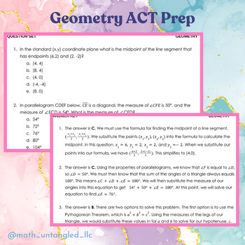 Preview of Geometry ACT Prep