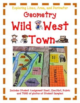 Preview of Geometry ART WILD WEST TOWN|Lines-Area-Perimeter|Distance Learning|