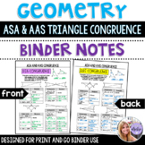 Geometry - ASA and AAS Triangle Congruence Theorems Binder Notes