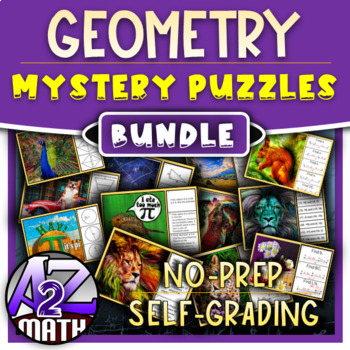 Preview of Geometry Activities Pixel Art Mystery Puzzles Bundle