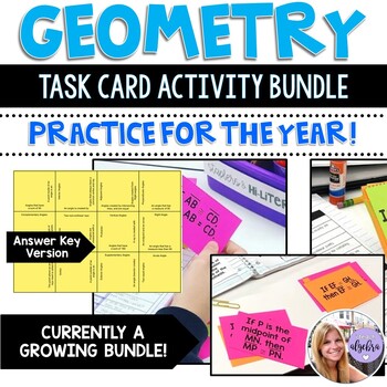 Preview of Geometry Activity Bundle - Task Cards, Puzzles, Flash Cards, etc!