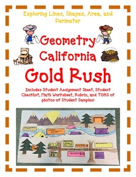 Preview of Geometry ART|GOLD RUSH|Lines, Shapes, Area, Perimeter|Distance Learning