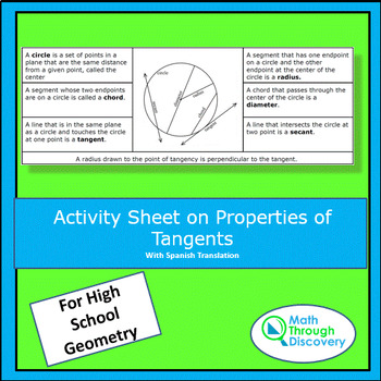 Preview of Geometry - Properties of Tangents Activity Sheet
