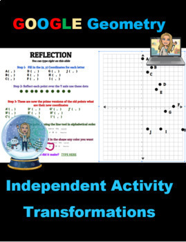 Preview of Geometry Activity Transformations Winter Theme Google DistanceLearning