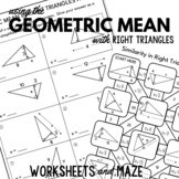 Geometric Mean in Right Triangles Worksheets Practice Maze
