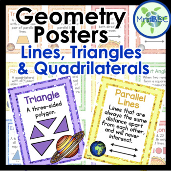 Preview of Geometry Anchor Chart Posters- Rainbow/ Solar System Theme (Ohio 5th Grade)