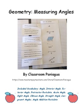 Preview of Geometry: Angle Measure Vocabulary Graphic Organizer/ Fill In
