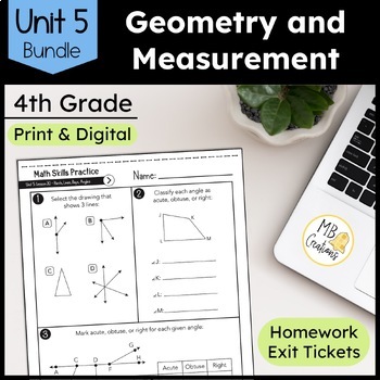 Preview of Geometry, Angle Measurement, Symmetry - iReady Math 4th Grade Unit 5 Worksheets