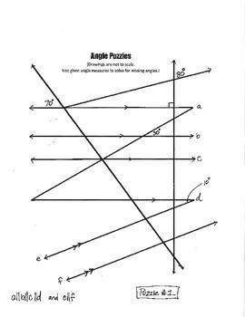 Preview of Geometry: Angle Puzzles Involving Parallel Lines Cut by Transversals - Part II