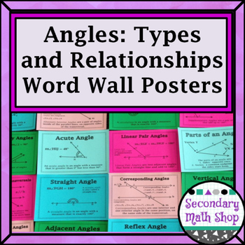 Preview of Angles - Classifications Pairs Parallel Lines Relationships Wall Posters