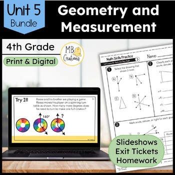 Preview of 4th Grade Geometry, Angles, Symmetry Slides & Worksheets - iReady Math Unit 5