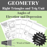 Geometry - Angles of Elevation and Depression - Worksheet 