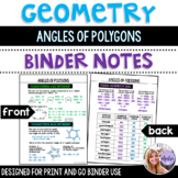 Geometry - Angles of Polygons Binder Notes