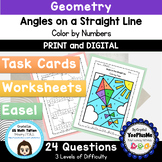 Geometry Angles on Straight Line - Color by Code Activity