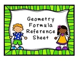 Geometry Area Formulas Reference Sheet