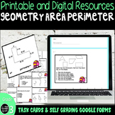 Geometry Area Perimeter Math Test Prep Task Cards and Goog