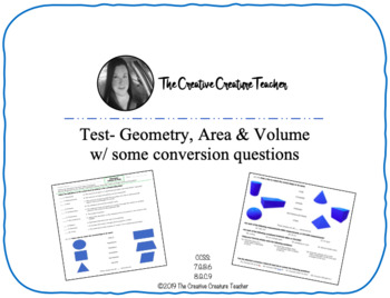 Preview of Geometry, Area & Volume Test