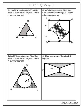 Geometry Area of Shaded Regions Practice by Teaching High School Math