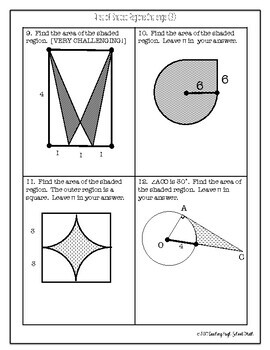 geometry unit 10 shaded regions homework