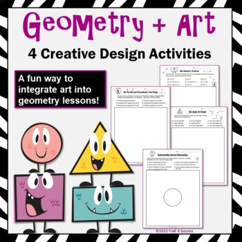 Preview of Geometry Art Design Bundle Worksheets A Fun Way to Reinforce Geometry Concepts