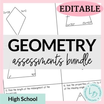 Preview of Geometry Assessments Bundle