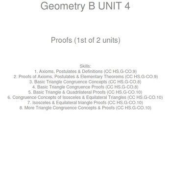Preview of HS Geometry B UNIT 4: Concepts & Proofs(1) (5 worksheets & 7 quizzes)