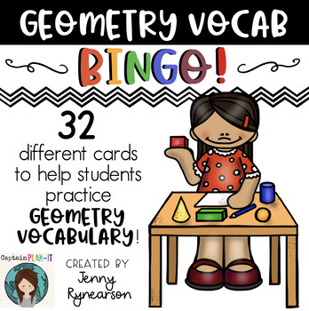 Preview of Geometry BINGO! 32 Different Cards!!! Practice Math Vocab!