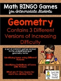Geometry BINGO Math Game for Intermediate Students - 3 Ver