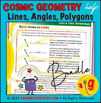 Preview of Lines, Angles & Polygons: Geometry Terminology, CSE & Measuring with Protractors