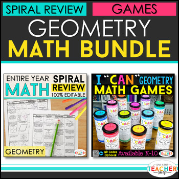 Preview of Geometry BUNDLE | Spiral Review, Games & Quizzes for the ENTIRE YEAR