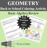 Geometry - Back to School Algebra Review Worksheet