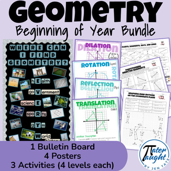 Preview of Geometry Back to School Bundle - Classroom Decor, Differentiated Activities
