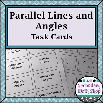Preview of Parallel Lines & Angles Note Cards