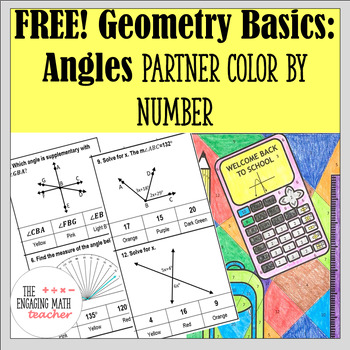 Preview of FREE! Geometry Basics: All About Angles- Partner Color by Number