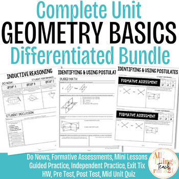 Preview of Geometry Basics NO PREP Complete UNIT + Differentiated + Ans Kys (GEO)