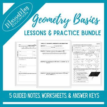 Preview of Geometry Basics Notes & Worksheets Bundle - 5 lessons