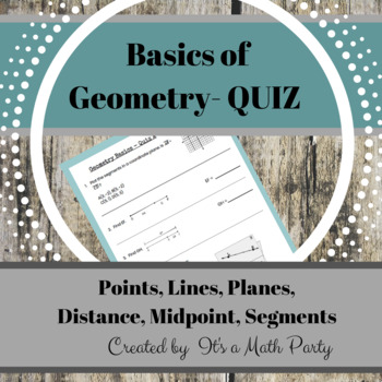 Geometry Basics QUIZ A by It's a Math Party  Teachers Pay Teachers