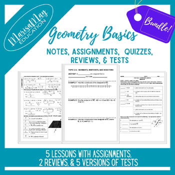 Preview of Geometry Basics Unit - 5 lessons w/quizzes, reviews & tests