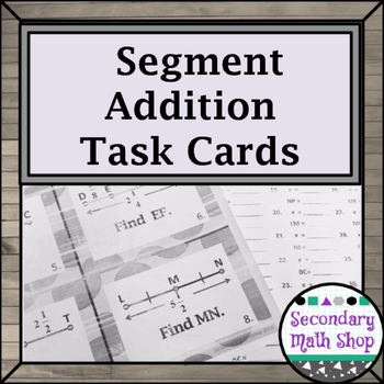 Preview of Segment Addition Postulate (Beginning  Concepts ) Task Cards