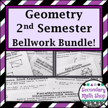 Preview of Geometry (2nd semester) Bellwork / Station Cards BUNDLE!