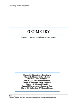 Preview of Geometry Big Ideas aligned student notes - Chapter 11