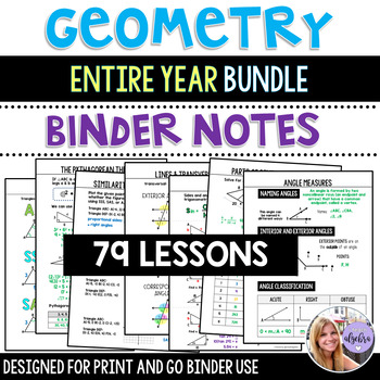 Preview of Geometry Binder Notes Bundle for the Entire School Year