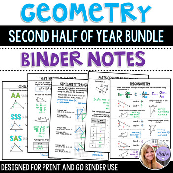Preview of Geometry - Binder Notes Bundle for the Second Half of the Year